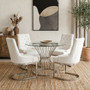 Azalea Tufted Ivory Faux Leather Dining Chair