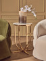 Templar White Marble and Gold Round Side Table