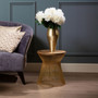 Templar Mango Wood and Gold Hourglass Round Side Table