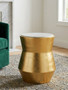 Lino Gold and Marble Drum Side Table