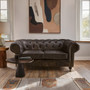 Victor Dark Grey Brown Leather Chesterfield 2 Seat Sofa