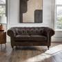 Victor Dark Grey Brown Leather Chesterfield 2 Seat Sofa