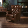 Victor Brown Leather Scroll Armchair
