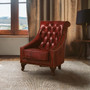 Victor Deep Red Leather Lounge Chair with Tufted Back