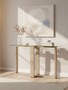 Barton Glass Console Table with Wood Effect Legs