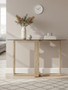 Barton Glass Console Table with Wood Effect Legs