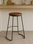 Brixton Faux Leather Bar Stool with Metal Legs