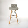 Stockholm Grey Leather Effect Seat Bar Stool