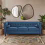 Helia 3 Seat Blue Velvet Sofa