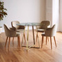 Metropolitan Round Glass Dining Table with Gold Finish Legs