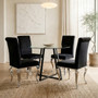 Metropolitan Round Glass Dining Table with Black Legs