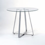 Metropolitan Round Glass Dining Table with Grey Legs