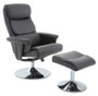 Denton Grey Leather Effect Reclining Chair with Footstool