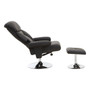 Denton Black Leather Chair With Footstool