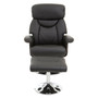 Denton Black Leather Chair With Footstool