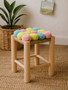 West Village Pink Blue And Yellow Pom Pom Stool