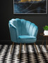 Ovala Aqua Blue Velvet Scalloped Chair