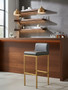 Baina Dark Grey And Gold Finish Bar Chair