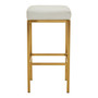Baina White Pu And Gold Finish Bar Stool