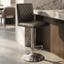 Baina Dark Grey Chrome Bar Stool With Round Base