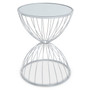 Jolie Hourglass Mirrored Top Silver Frame Side Table