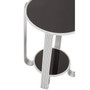Jolie Round End Table Black Mirror and Silver Frame