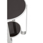 Jolie Round End Table Black Mirror and Silver Frame
