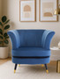 Loretta Midnight Blue Velvet Curved Accent Chair