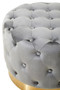 Loretta grey velvet stool with matte gold finish metal base
