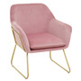 Xander Pink Velvet Bushed Gold Armchair