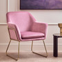 Xander Pink Velvet Bushed Gold Armchair