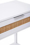 Sherman White Wood and Rattan Two Drawer Console Table
