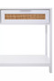 Sherman White Wood and Rattan Two Drawer Console Table