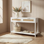 Sherman White Wood and Rattan Two Drawer Console Table