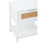 Sherman White Wood and Rattan One Drawer Side Table