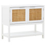 Sherman White Wood and Rattan Two Drawer Side Cabinet Sherman White Wood and Rattan Two Drawer Side Cabinet