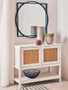 Sherman White Wood and Rattan Two Drawer Side Cabinet