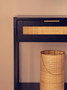 Sherman Black Wood and Rattan Two Drawer Console Table
