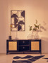 Sherman Black Wood and Rattan Media Unit