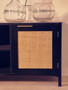 Sherman Black Finish and Rattan Media Unit
