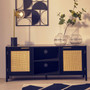 Sherman Black Wood and Rattan Media Unit