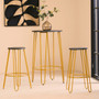 District 3 Piece Gold Finish Bar Table Stool Set