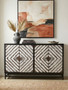 Lombok Black Rustic Chevron Four Door Sideboard