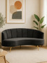 Hasna Three Seat Black Velvet Sofa