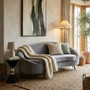 Hasina Three Seat Grey Velvet Sofa
