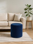 Haley Midnight Blue Velvet Round Pouffe