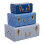 Parley Set of three Assorted  Blue Storage Trunks