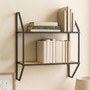 Depok Two Tier Rattan And Metal Wall Shelf