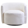 Montreal Ivory Boucle Effect Curved Lounge Chair With Swivel Base