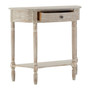 Heritage Washed Finish Pine Wood Half Moon Console Table with Drawer